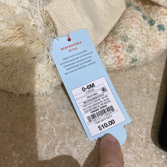 Cat & Jack Multicolor Knit Hat with Pom-Pom - Picture 2 of 2